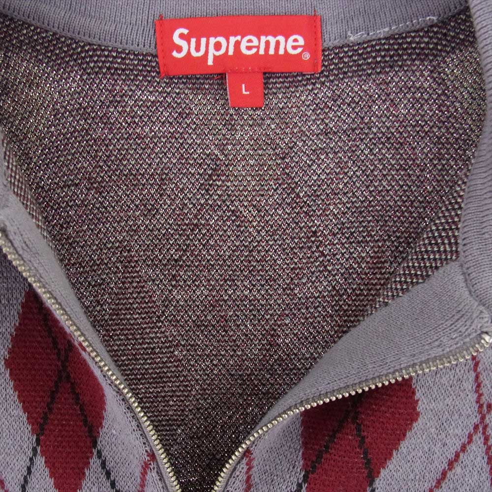 Supreme シュプリーム 21AW  Argyle Zip Polo アーガイル 柄 半袖 ニット ジップ ポロ シャツ マルチカラー系 L【新古品】【未使用】【中古】