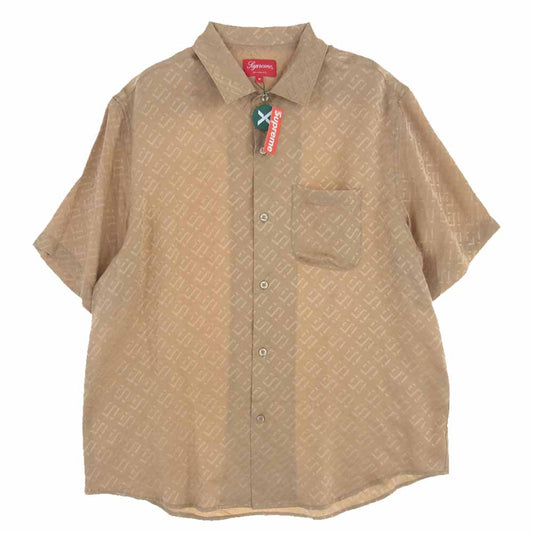Supreme シュプリーム 22SS  Tonal Monogram Silk S/S Shirt トーナル モノグラム シルク 半袖シャツ  ベージュ系 M【新古品】【未使用】【中古】