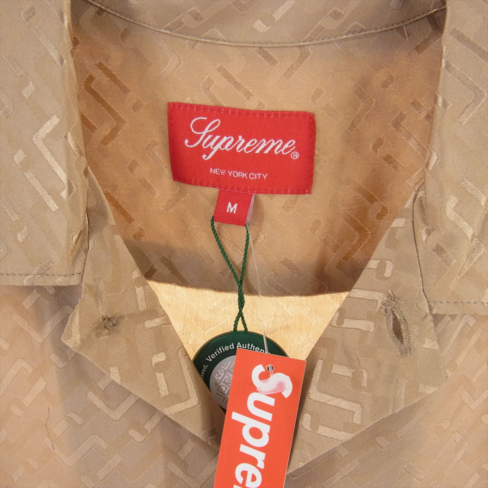 Supreme シュプリーム 22SS  Tonal Monogram Silk S/S Shirt トーナル モノグラム シルク 半袖シャツ  ベージュ系 M【新古品】【未使用】【中古】