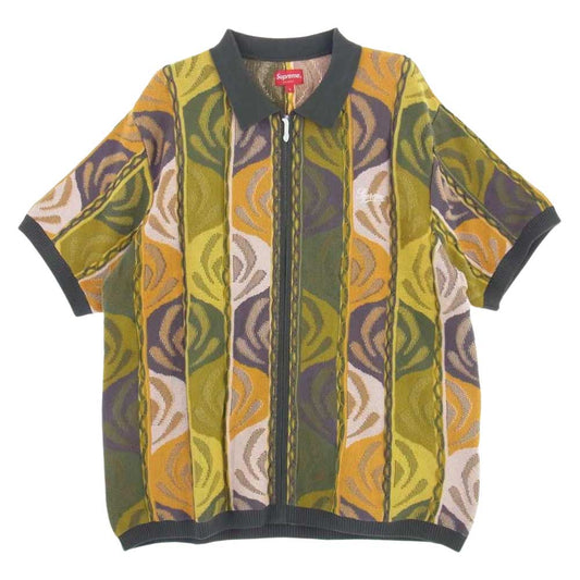Supreme シュプリーム 22SS  Abstract Textured Zip Up Polo アブストラクト テクスチャード ジップ アップ 半袖 ポロ シャツ マルチカラー系 L【新古品】【未使用】【中古】