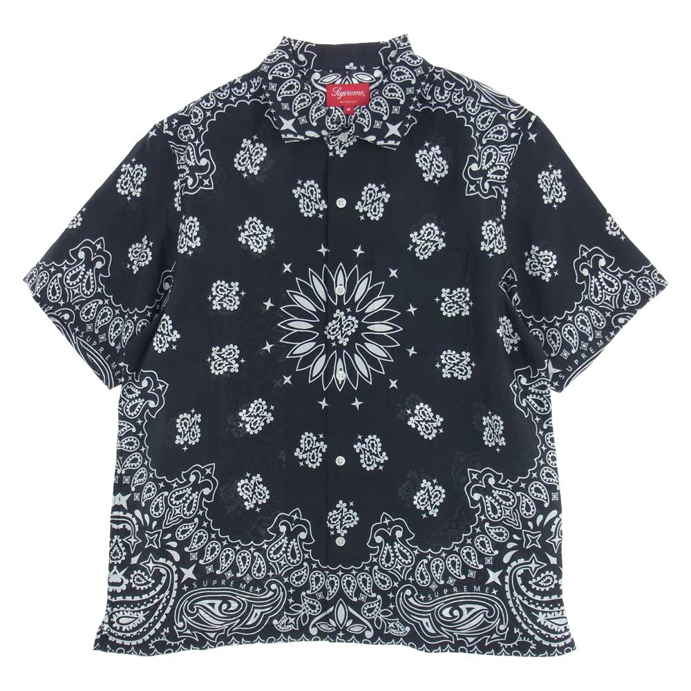 Supreme シュプリーム 21SS  Bandana Silk S/S Shirt バンダナ ペイズリー シルク シャツ 半袖 シャツ ブラック系 M【新古品】【未使用】【中古】