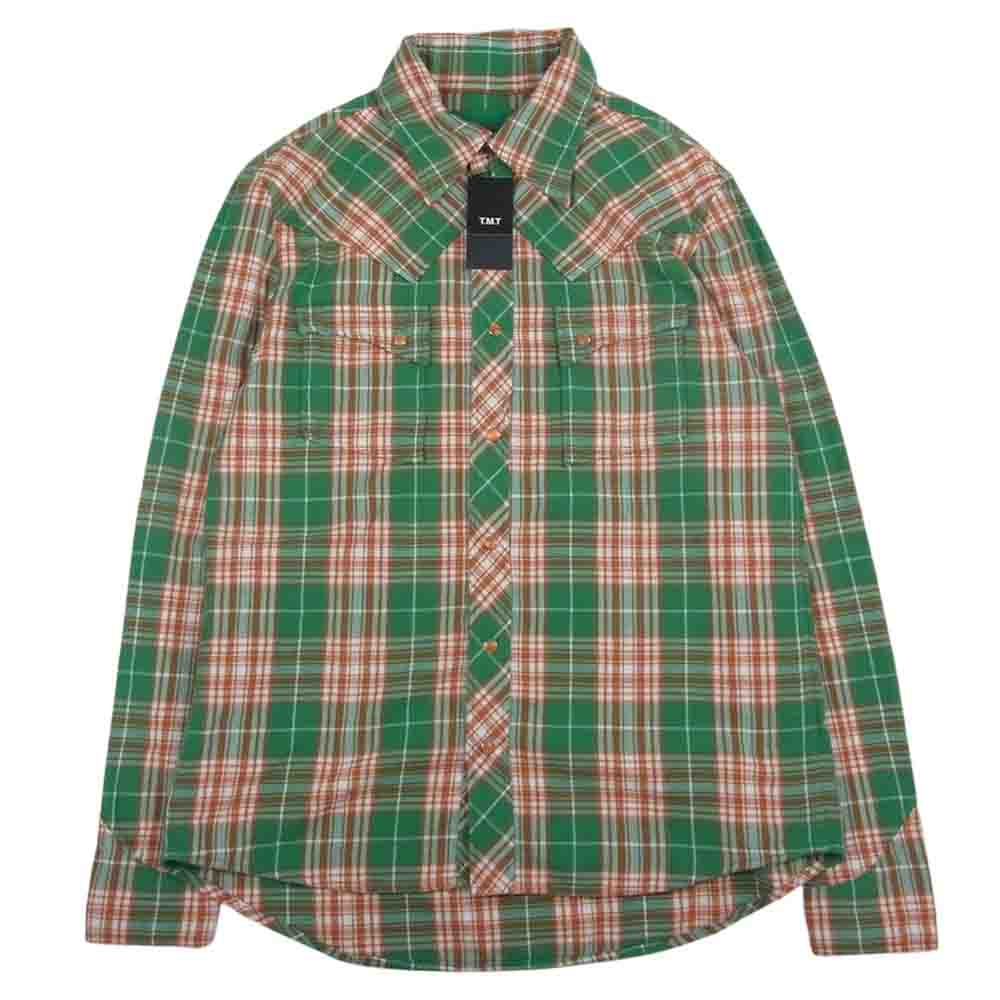 TMT ティーエムティー TSH-S23SP01 REVIVAL W-GAUZE PLAID SHIRTS 復刻 初代 長袖 ダブル ガーゼ ウエスタン チェック シャツ オレンジ系 グリーン系 M【極上美品】【中古】