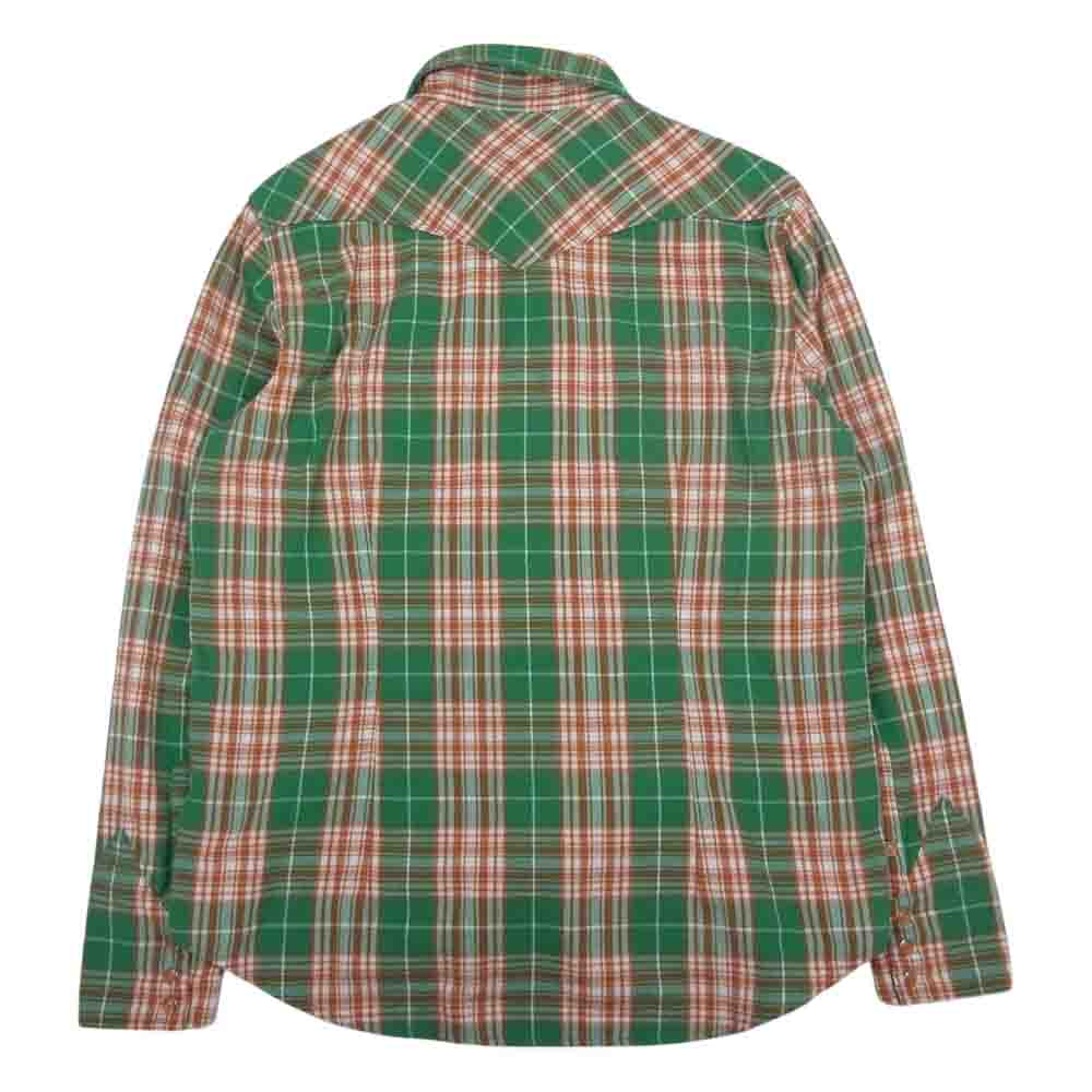 TMT ティーエムティー TSH-S23SP01 REVIVAL W-GAUZE PLAID SHIRTS 復刻 初代 長袖 ダブル ガーゼ ウエスタン チェック シャツ オレンジ系 グリーン系 M【極上美品】【中古】