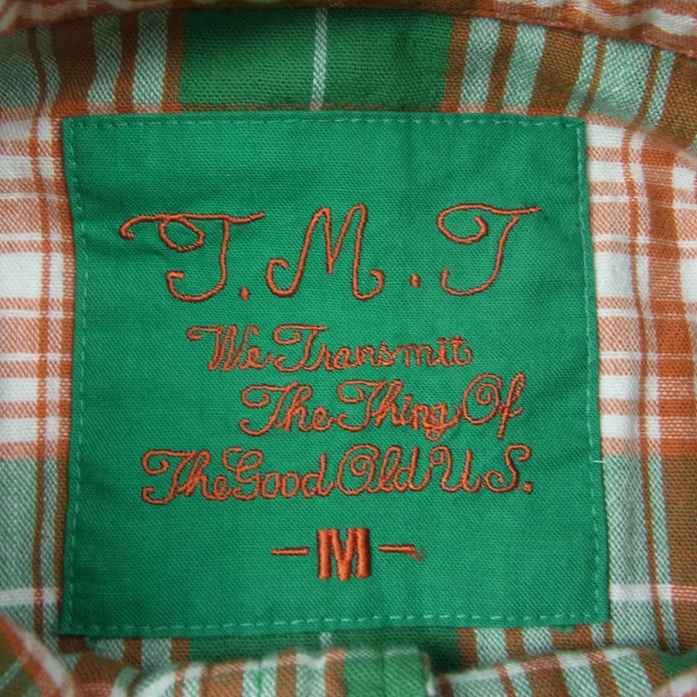 TMT ティーエムティー TSH-S23SP01 REVIVAL W-GAUZE PLAID SHIRTS 復刻 初代 長袖 ダブル ガーゼ ウエスタン チェック シャツ オレンジ系 グリーン系 M【極上美品】【中古】