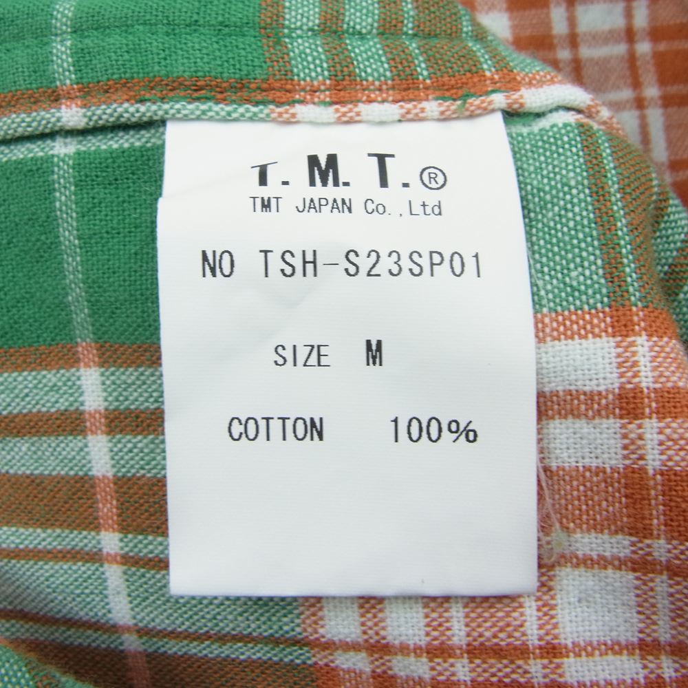 TMT ティーエムティー TSH-S23SP01 REVIVAL W-GAUZE PLAID SHIRTS 復刻 初代 長袖 ダブル ガーゼ ウエスタン チェック シャツ オレンジ系 グリーン系 M【極上美品】【中古】