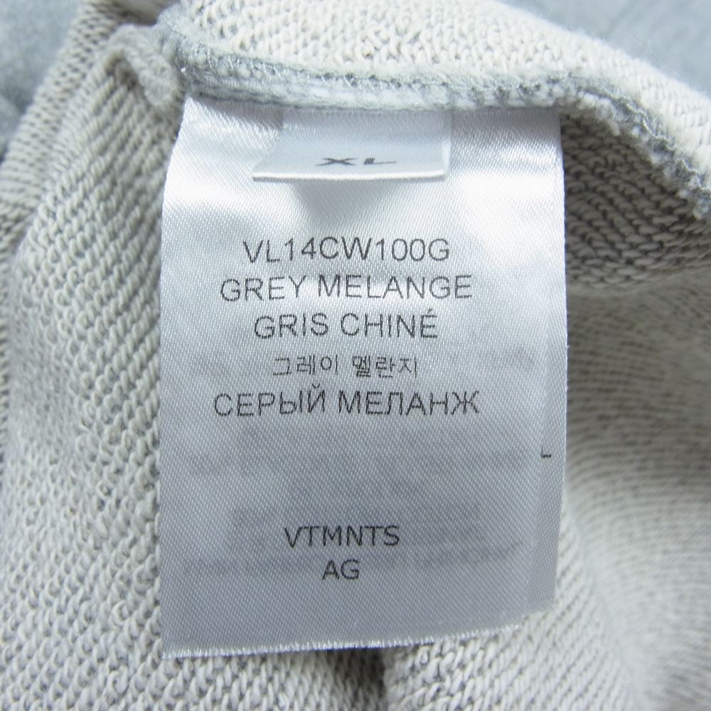 VETEMENTS ヴェトモン VL14CW100G  VTMNTS BARCODE SWEATSHIRT バーコード スウェットシャツ リフレクティブ ロゴ トレーナー  グレー系 XL【新古品】【未使用】【中古】