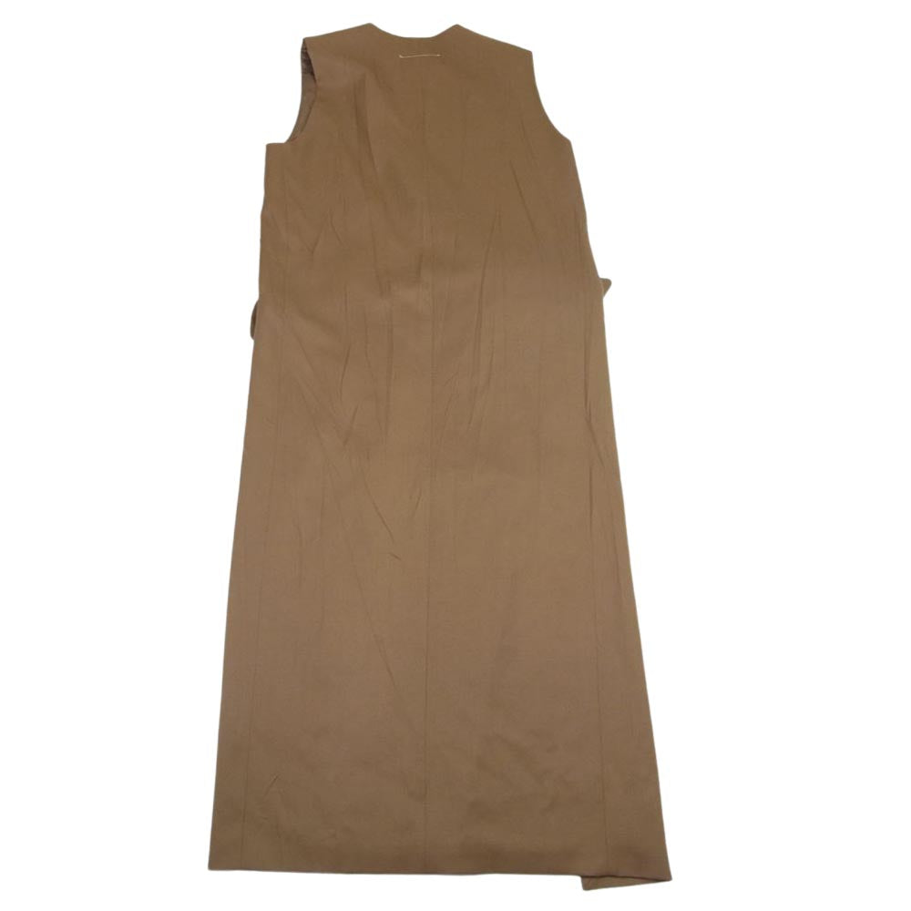 MAISON MARGIELA メゾンマルジェラ MM6 エムエムシックス 20AW S32CU0140 シワ加工 Vネック サイドスリット ロング ワンピース ベージュ系 36【中古】