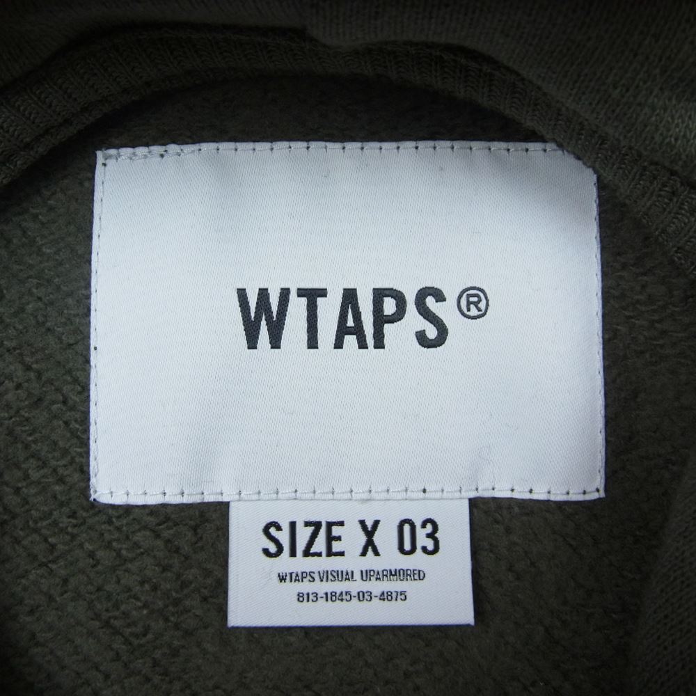WTAPS ダブルタップス 22AW 222ATDT-CSM26 ACNE HOODY CTPL TEXTILE クロスボーン 刺繍 総柄 パーカー カーキ系 3【新古品】【未使用】【中古】