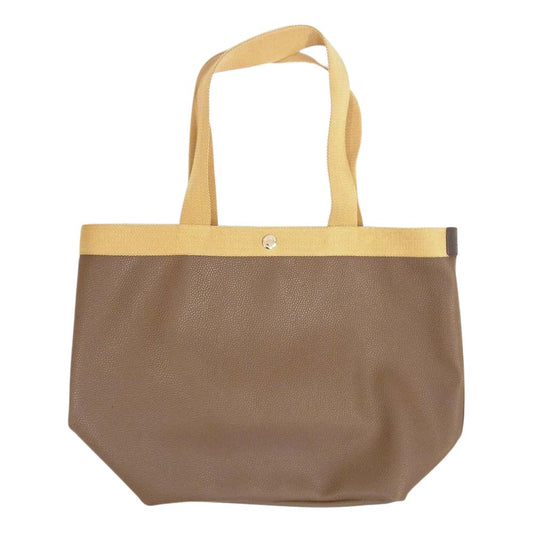 Herve Chapelier エルベ・シャプリエ 708GP コーテッド キャンバス スクエアトート バッグ トープ×ゴールド ブラウン系【美品】【中古】
