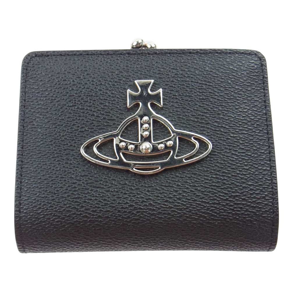 Vivienne Westwood ヴィヴィアンウエストウッド オーブ ORB 二つ折り がま口 ウォレット 財布 ブラック系【中古】