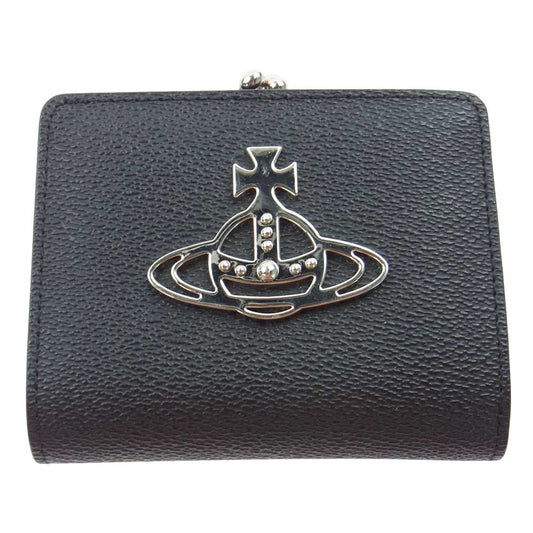 Vivienne Westwood ヴィヴィアンウエストウッド オーブ ORB 二つ折り がま口 ウォレット 財布 ブラック系【中古】