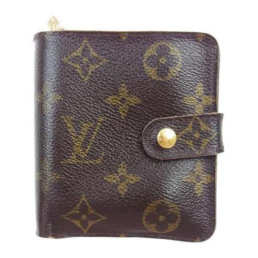 LOUIS VUITTON ルイ・ヴィトン M61667 モノグラム コンパクト ジップ 二つ折り ウォレット 財布 ブラウン系【中古】