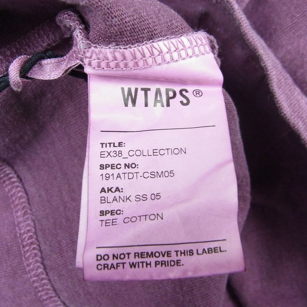 WTAPS ダブルタップス 19SS 191ATDT-CSM05  BLANK SS 05 TEE 半袖 Tシャツ パープル系 S【新古品】【未使用】【中古】