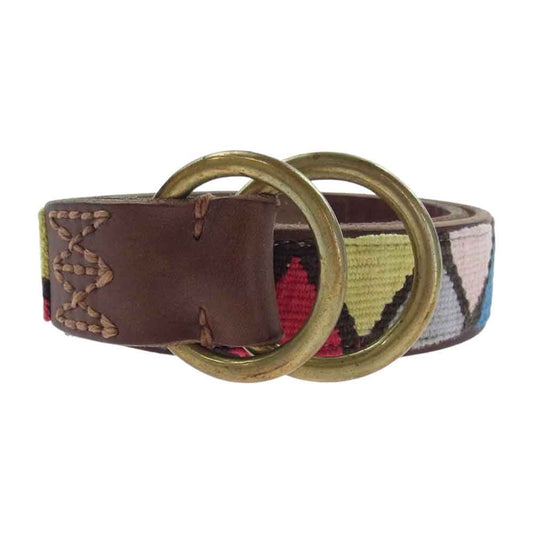 VISVIM ビズビム 14AW  DOUBLE RING BELT MAYAN 民族柄 ダブルリング レザー ベルト  マルチカラー系【中古】