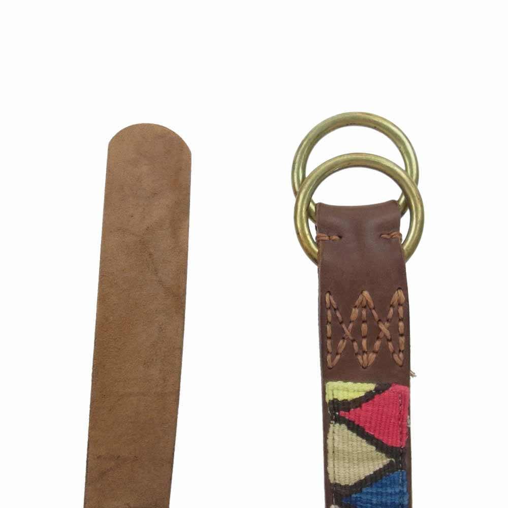 VISVIM ビズビム 14AW  DOUBLE RING BELT MAYAN 民族柄 ダブルリング レザー ベルト  マルチカラー系【中古】