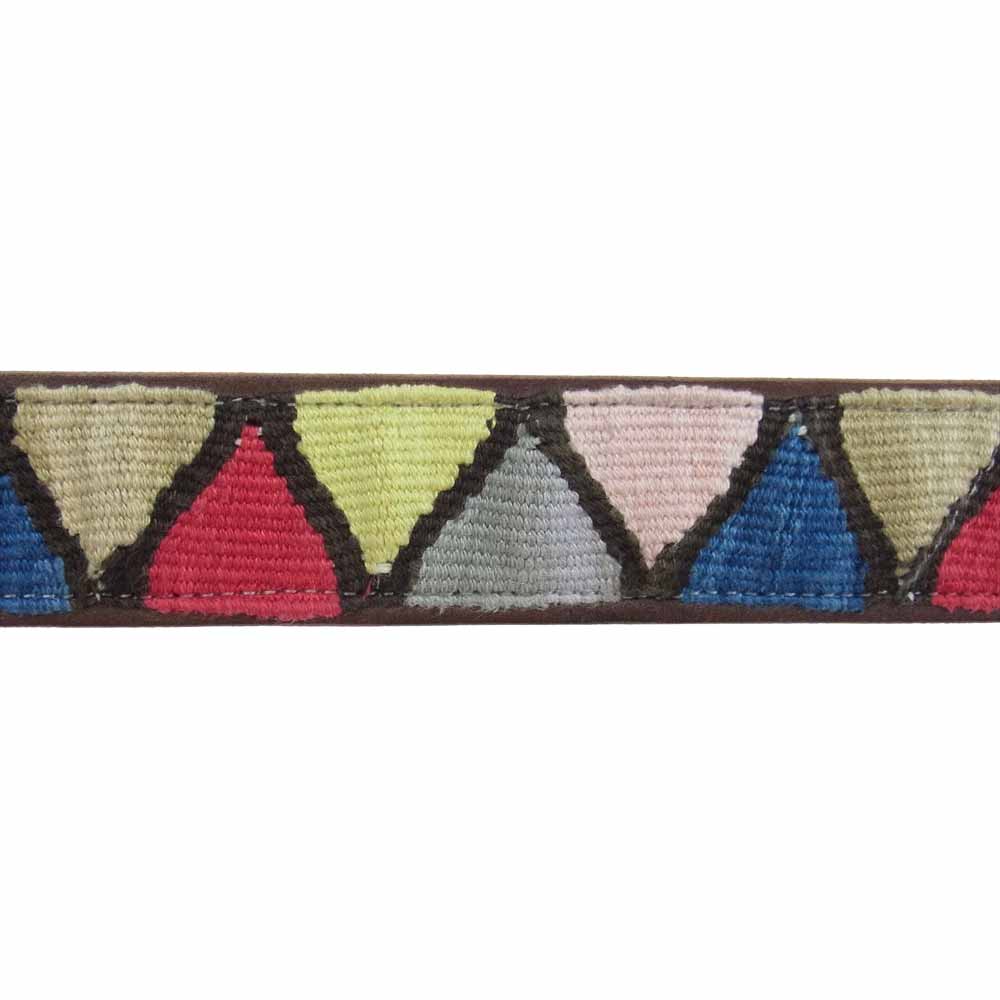 VISVIM ビズビム 14AW  DOUBLE RING BELT MAYAN 民族柄 ダブルリング レザー ベルト  マルチカラー系【中古】
