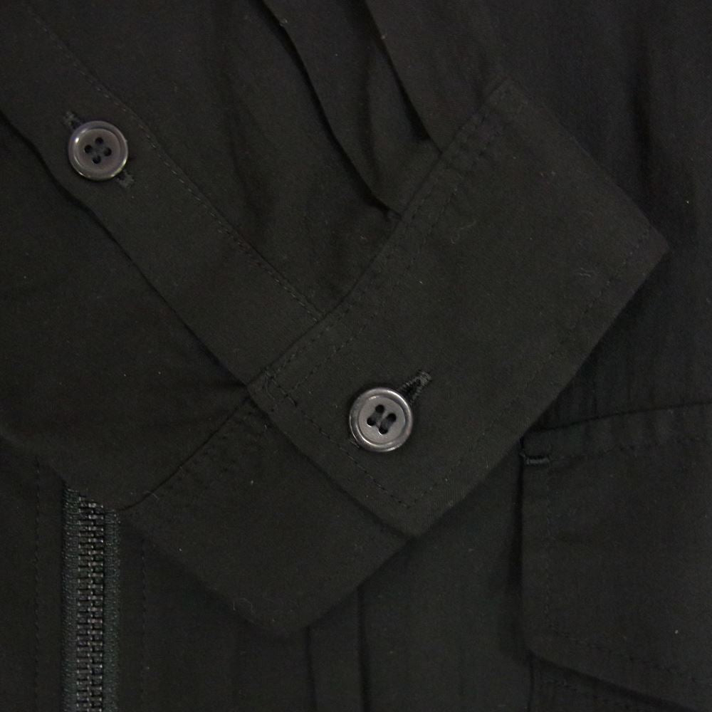 Yohji Yamamoto POUR HOMME ヨウジヤマモトプールオム 21AW HX-B20-201 CELLULOSE LAWN HOODED BLOUSE フード付き ファスナー シャツ ブラック系 3【中古】