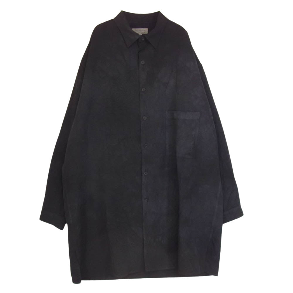 Yohji Yamamoto POUR HOMME ヨウジヤマモトプールオム HR-B10-101 アンレベル ダイイング クラシック ビッグ シャツ ムラ染め ギャバ生地 ブラック系 3【中古】