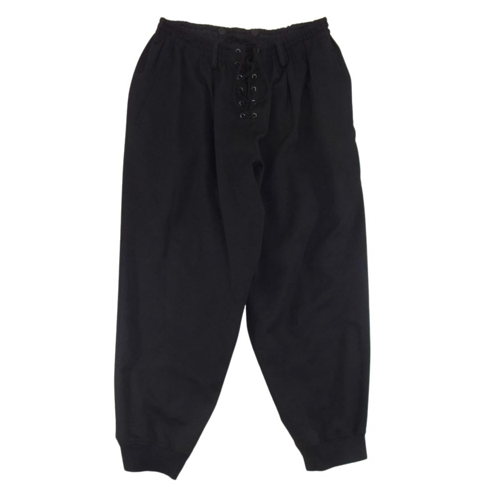 Yohji Yamamoto POUR HOMME ヨウジヤマモトプールオム 21SS HD-P56-100 ウールギャバジン ヒモ開き レースアップ P パンツ ブラック系 5【中古】