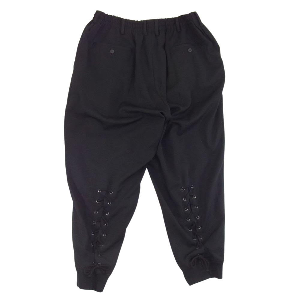 Yohji Yamamoto POUR HOMME ヨウジヤマモトプールオム 21SS HD-P56-100 ウールギャバジン ヒモ開き レースアップ P パンツ ブラック系 5【中古】