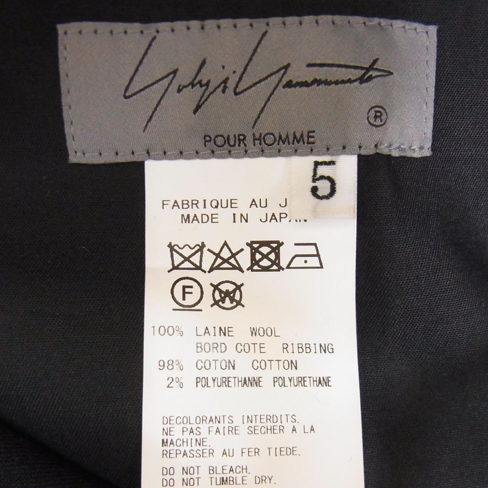 Yohji Yamamoto POUR HOMME ヨウジヤマモトプールオム 21SS HD-P56-100 ウールギャバジン ヒモ開き レースアップ P パンツ ブラック系 5【中古】