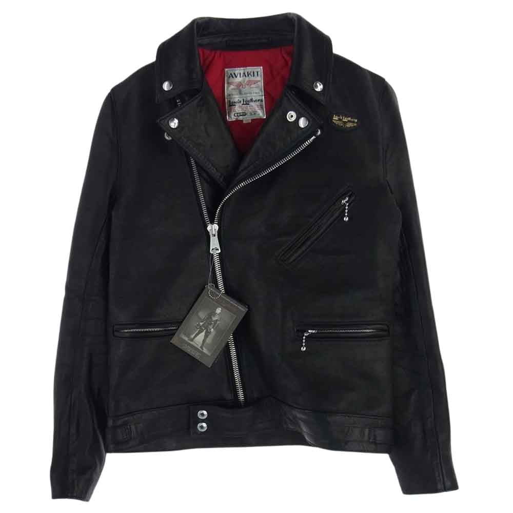 Lewis Leathers ルイスレザー 441TV  CYCLONE サイクロン TIGHT FIT タイトフィット ベジタン シープスキン ダブル ライダース ジャケット ブラック系 38【中古】