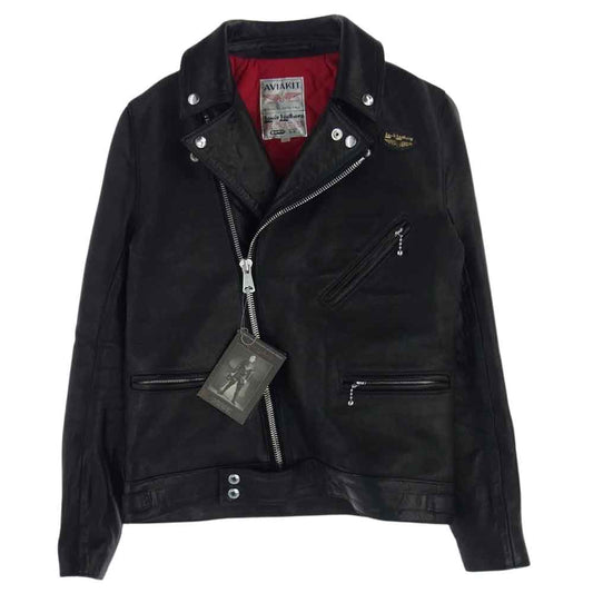 Lewis Leathers ルイスレザー 441TV  CYCLONE サイクロン TIGHT FIT タイトフィット ベジタン シープスキン ダブル ライダース ジャケット ブラック系 38【中古】