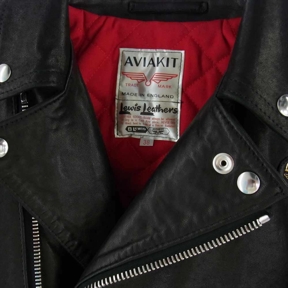 Lewis Leathers ルイスレザー 441TV  CYCLONE サイクロン TIGHT FIT タイトフィット ベジタン シープスキン ダブル ライダース ジャケット ブラック系 38【中古】