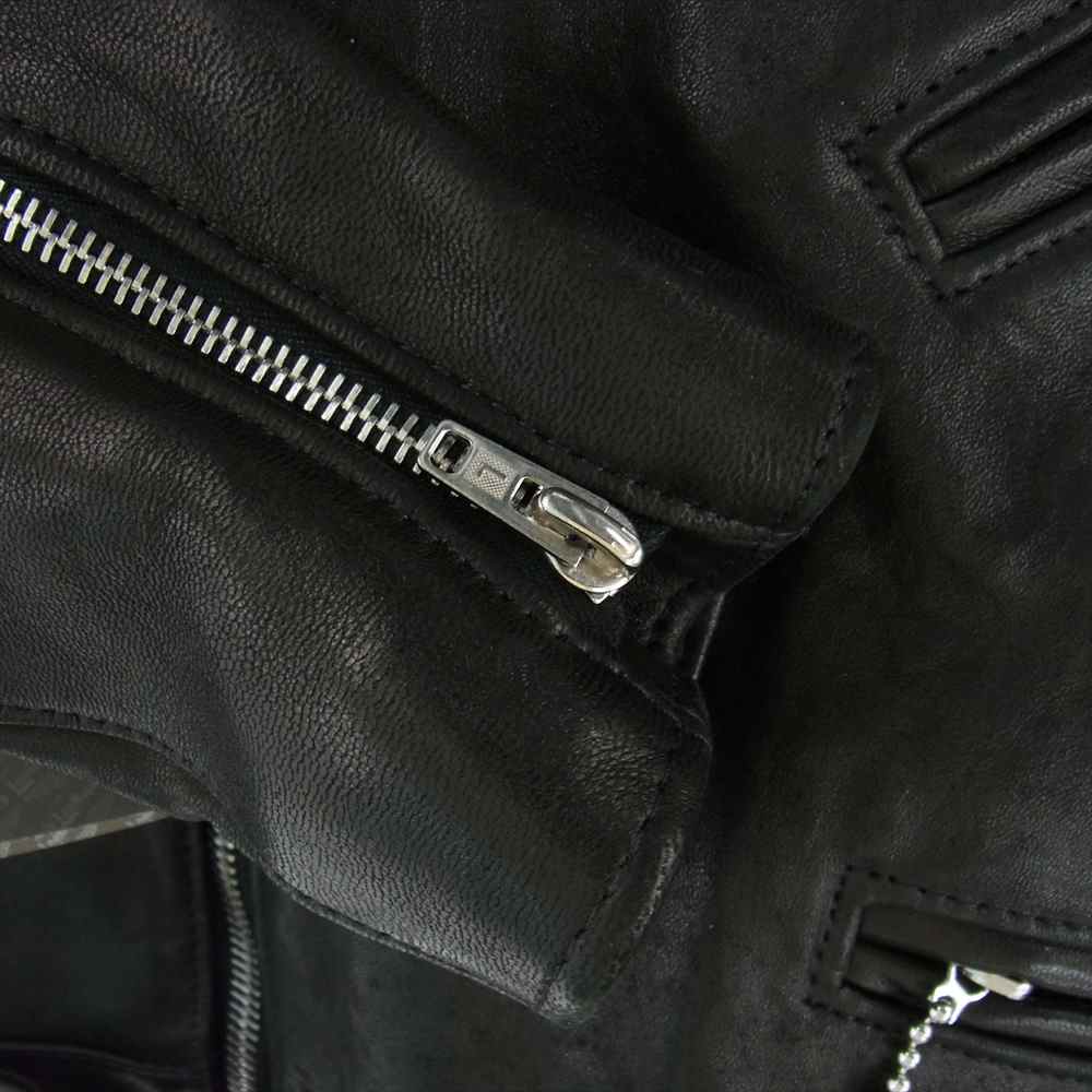 Lewis Leathers ルイスレザー 441TV  CYCLONE サイクロン TIGHT FIT タイトフィット ベジタン シープスキン ダブル ライダース ジャケット ブラック系 38【中古】