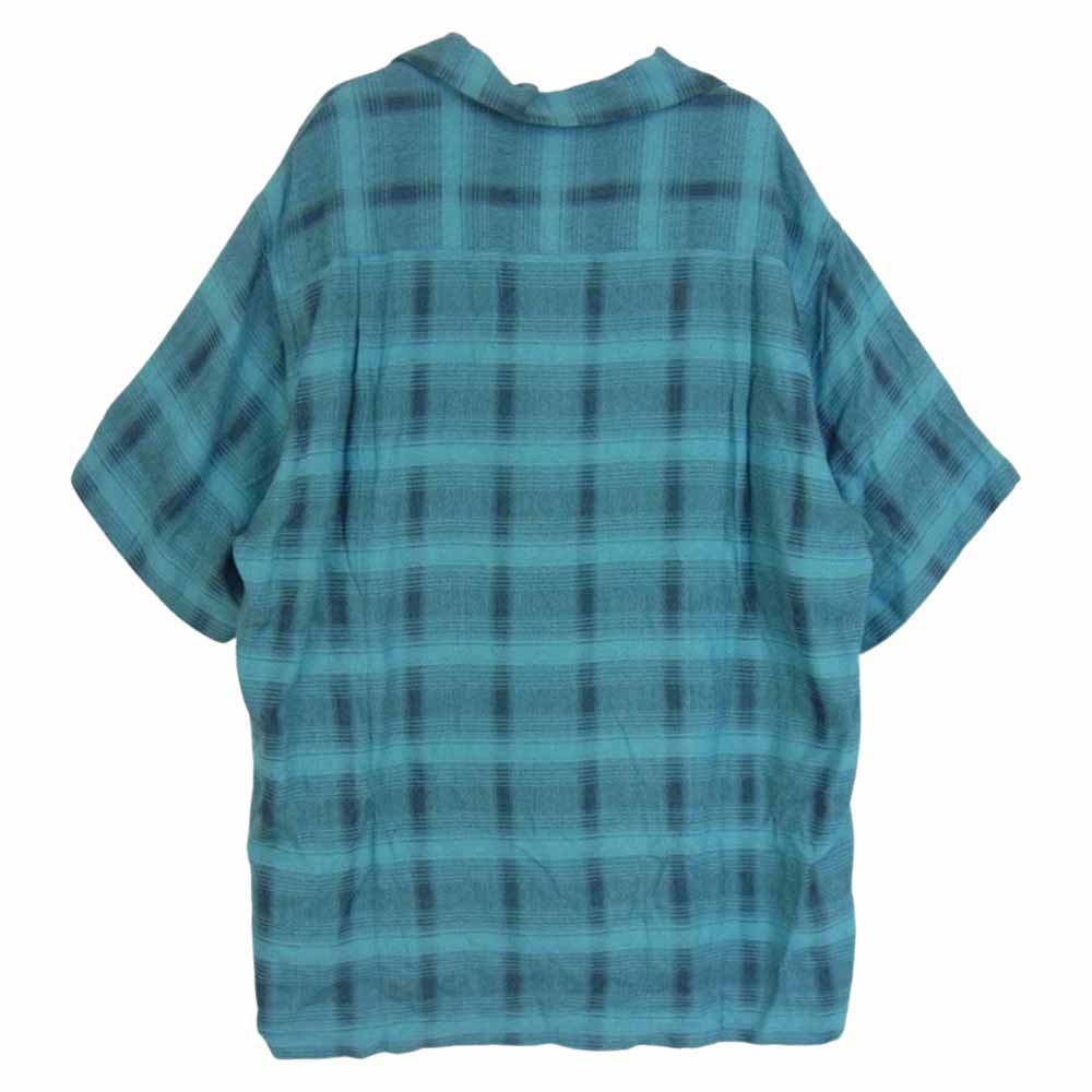 WACKO MARIA ワコマリア 21SS レーヨン オープンカラー オンブレチェック シャツ 半袖 ブルー系 S【中古】