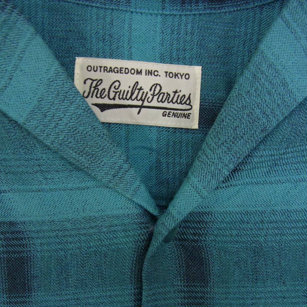 WACKO MARIA ワコマリア 21SS レーヨン オープンカラー オンブレチェック シャツ 半袖 ブルー系 S【中古】