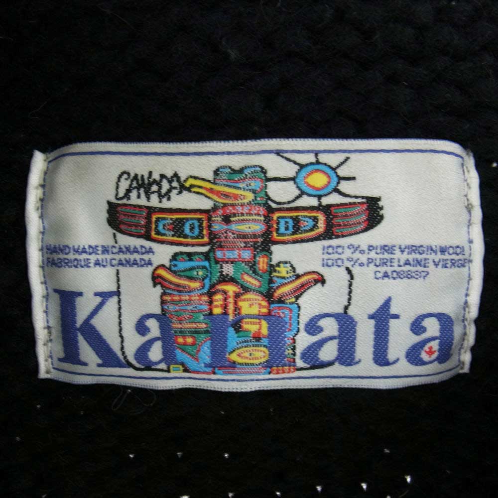 カナタ フード カウチンセーター ニット ベスト ブラック系【中古】