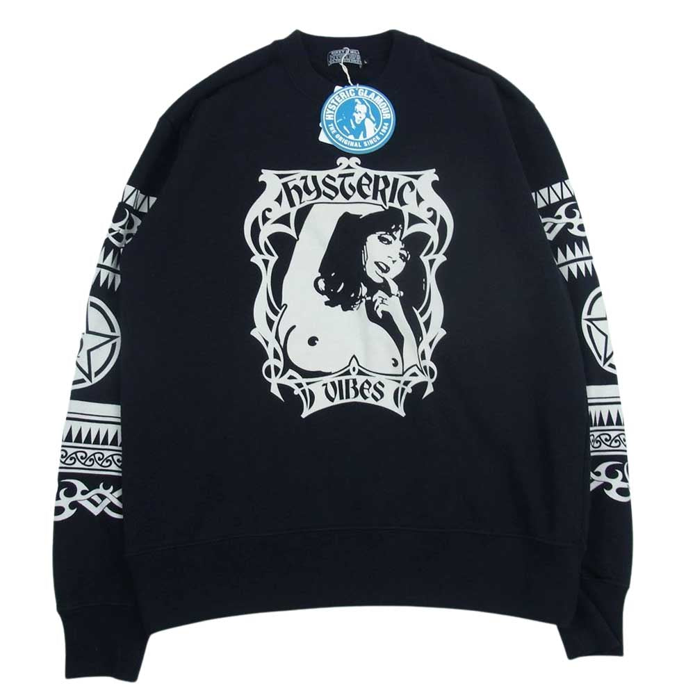 HYSTERIC GLAMOUR ヒステリックグラマー 02231CS05 HYSTERIC VIBES プリント スウェット ブラック系 L【美品】【中古】