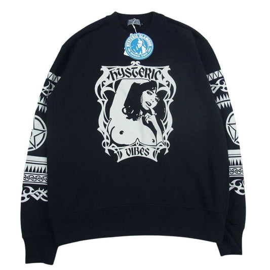 HYSTERIC GLAMOUR ヒステリックグラマー 02231CS05 HYSTERIC VIBES プリント スウェット ブラック系 L【美品】【中古】