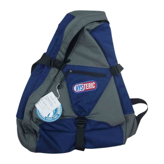 HYSTERIC GLAMOUR ヒステリックグラマー 02223QB02 ワンショルダー バッグ パック グレー系 ネイビー系 F【新古品】【未使用】【中古】