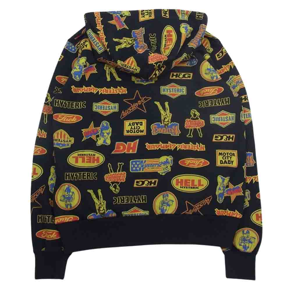 HYSTERIC GLAMOUR ヒステリックグラマー 02231CF01 ROCK CITY柄 総柄 ジップ パーカー ブラック系 L【美品】【中古】