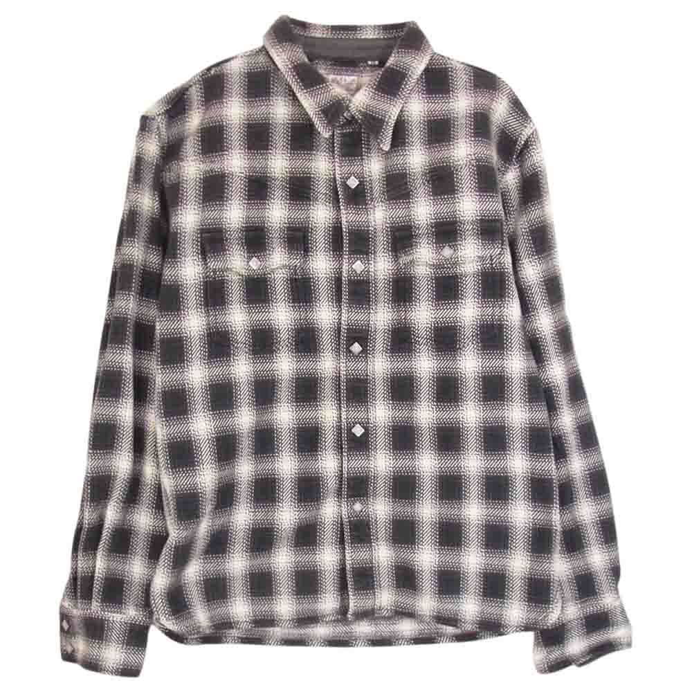 THE FLAT HEAD ザフラットヘッド HEAVY NEL L/S WESTERN SHIRT ヘビーネル コットン チェック柄 ウエスタン 長袖 シャツ ブラック系 40【中古】
