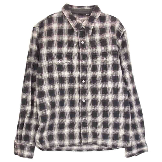 THE FLAT HEAD ザフラットヘッド HEAVY NEL L/S WESTERN SHIRT ヘビーネル コットン チェック柄 ウエスタン 長袖 シャツ ブラック系 40【中古】