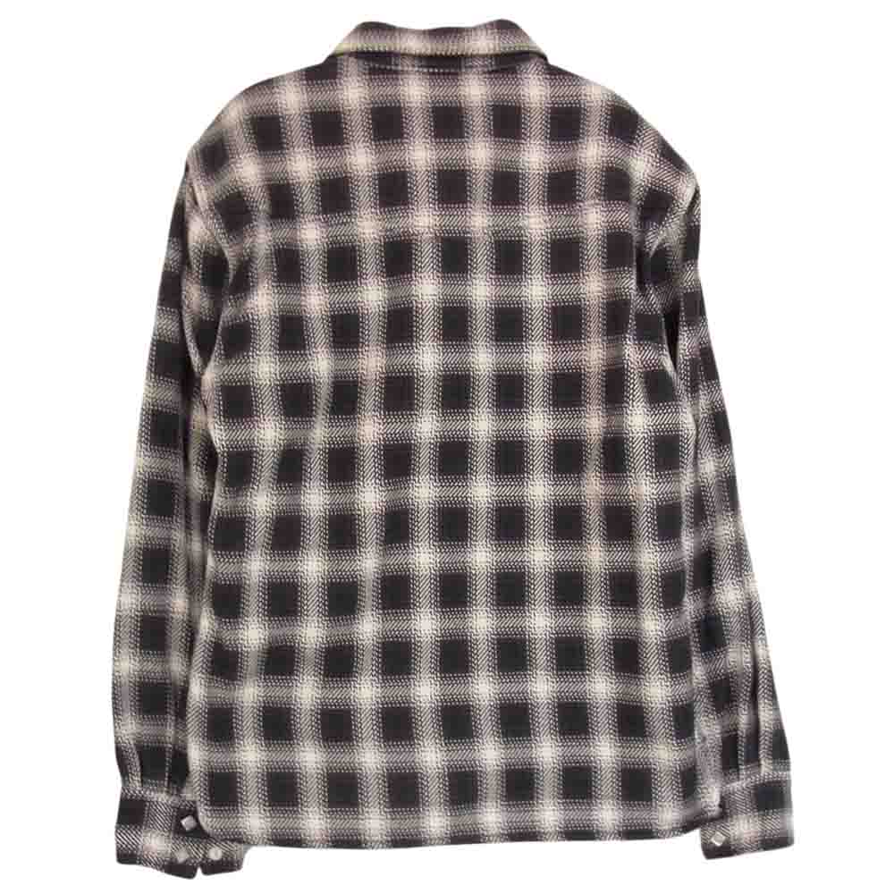 THE FLAT HEAD ザフラットヘッド HEAVY NEL L/S WESTERN SHIRT ヘビーネル コットン チェック柄 ウエスタン 長袖 シャツ ブラック系 40【中古】