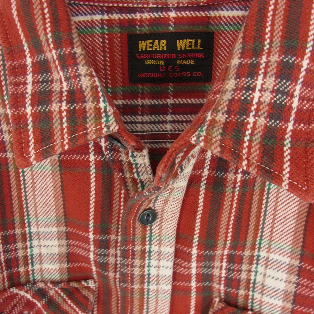 ウエス WEAR WELL HEAVY NEL ヘビー ネル チェック シャツ レッド系 3【中古】