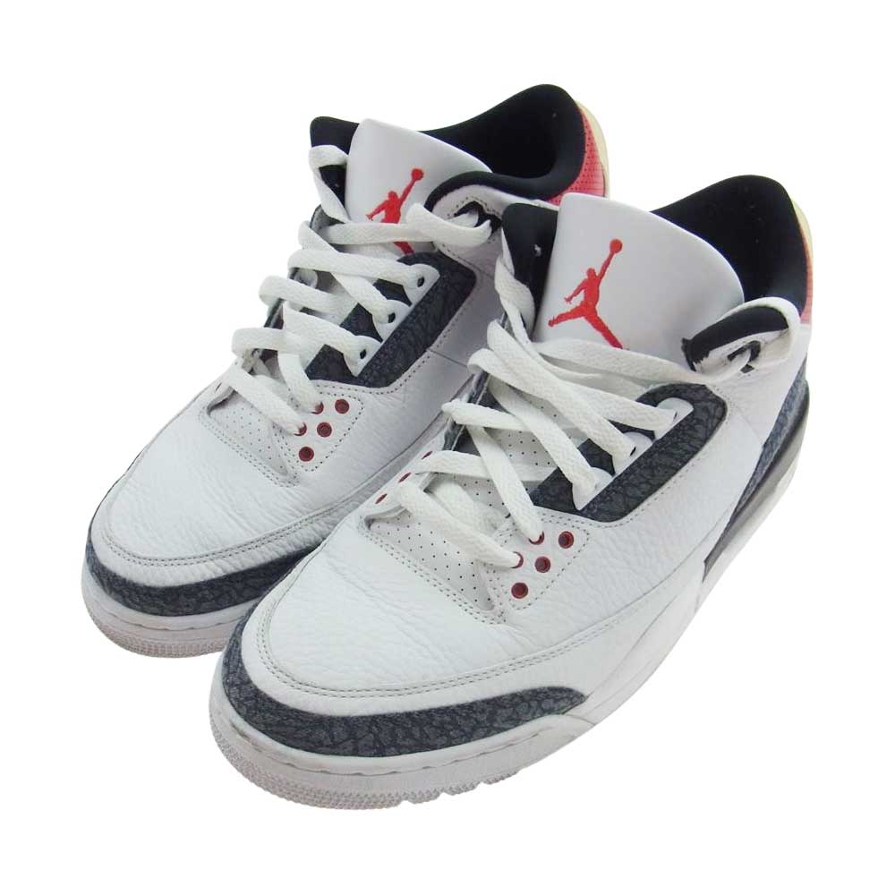 NIKE ナイキ CZ6433-100 AIR JORDAN 3 エアジョーダン RETRO SE-T FIRE RED レトロ スニーカー　 ホワイト系 28cm【中古】