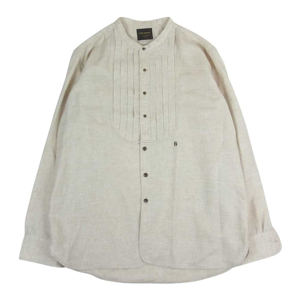 BY GLADHAND バイグラッドハンド 21SS BYGH-21-SS-09 DINNER-L/S SHIRTS リネン混 バンドカラー ピンタック シャツ ベージュ系 XL【中古】
