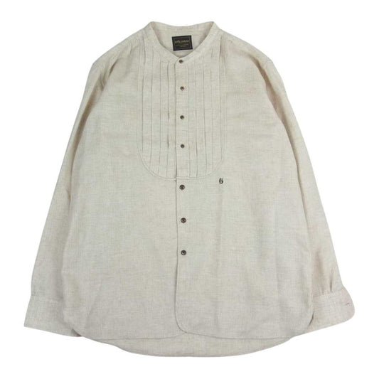 BY GLADHAND バイグラッドハンド 21SS BYGH-21-SS-09 DINNER-L/S SHIRTS リネン混 バンドカラー ピンタック シャツ ベージュ系 XL【中古】