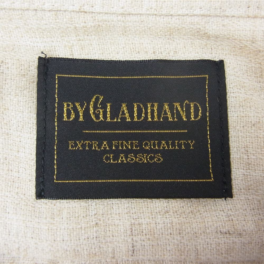 BY GLADHAND バイグラッドハンド 21SS BYGH-21-SS-09 DINNER-L/S SHIRTS リネン混 バンドカラー ピンタック シャツ ベージュ系 XL【中古】
