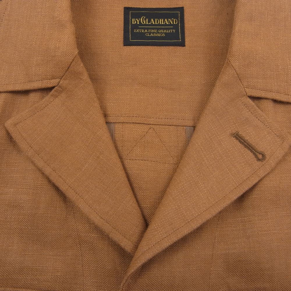 BY GLADHAND バイグラッドハンド BYGH-21-SS-04 COLONIAL JACKET リネン コローニアル ベルト ジャケット ブラウン系 XL【中古】