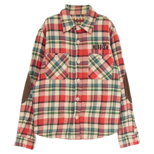 WEIRDO ウィアード 16AW WRD-16-AW-015 エルボーパッチ 刺繍 長袖 ネル シャツ マルチカラー系 レッド系 グリーン系 S【中古】