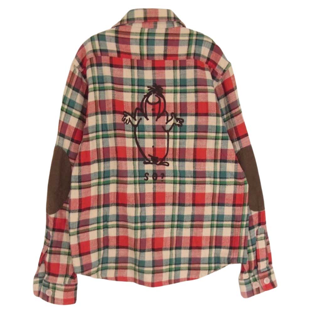 WEIRDO ウィアード 16AW WRD-16-AW-015 エルボーパッチ 刺繍 長袖 ネル シャツ マルチカラー系 レッド系 グリーン系 S【中古】