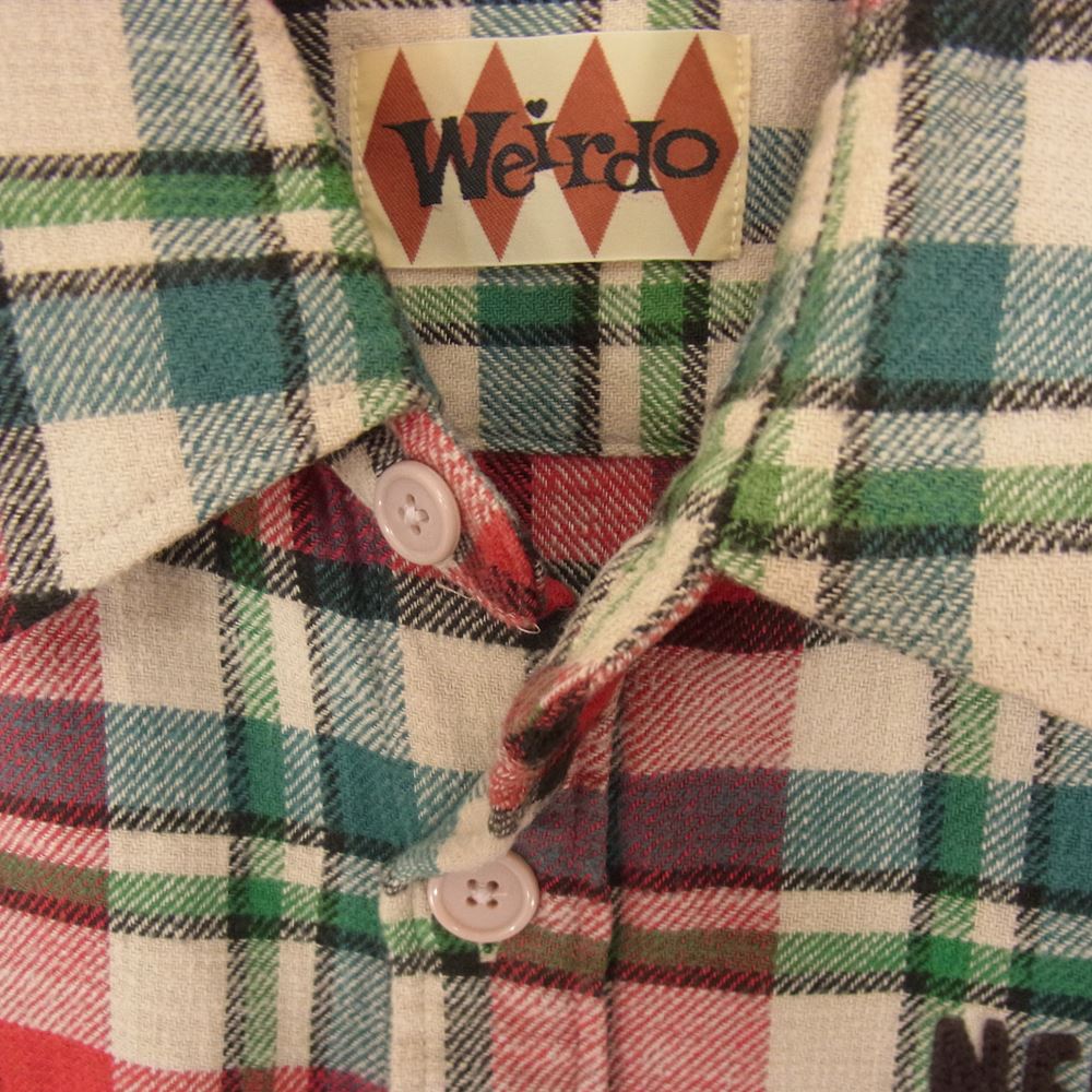 WEIRDO ウィアード 16AW WRD-16-AW-015 エルボーパッチ 刺繍 長袖 ネル シャツ マルチカラー系 レッド系 グリーン系 S【中古】