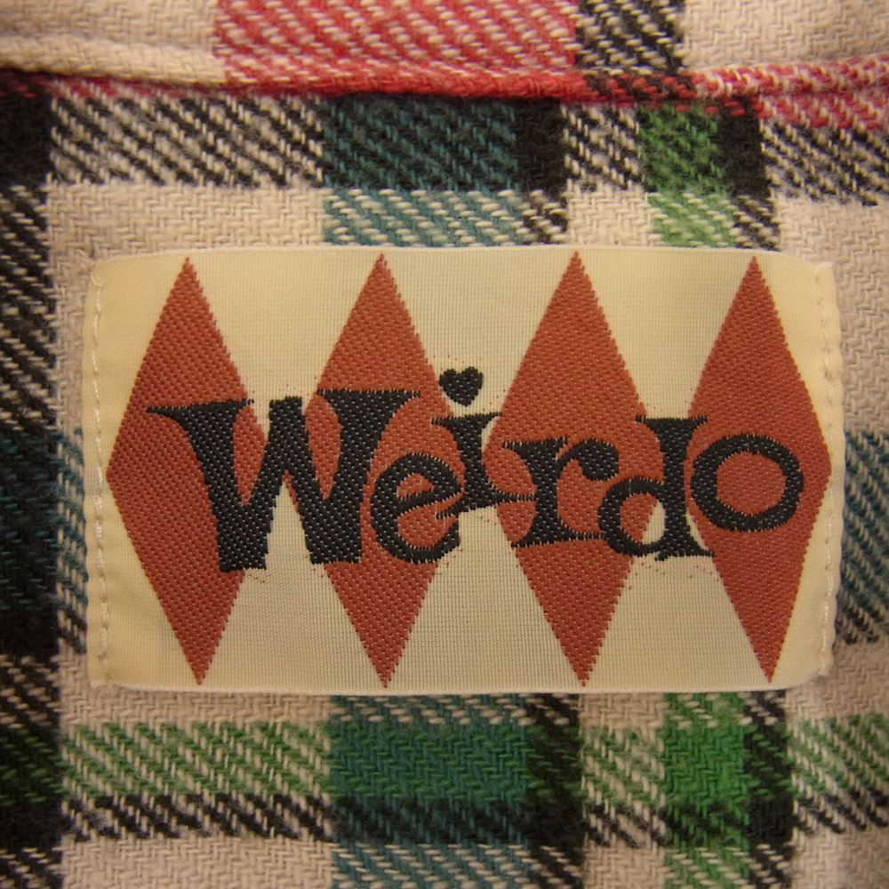 WEIRDO ウィアード 16AW WRD-16-AW-015 エルボーパッチ 刺繍 長袖 ネル シャツ マルチカラー系 レッド系 グリーン系 S【中古】