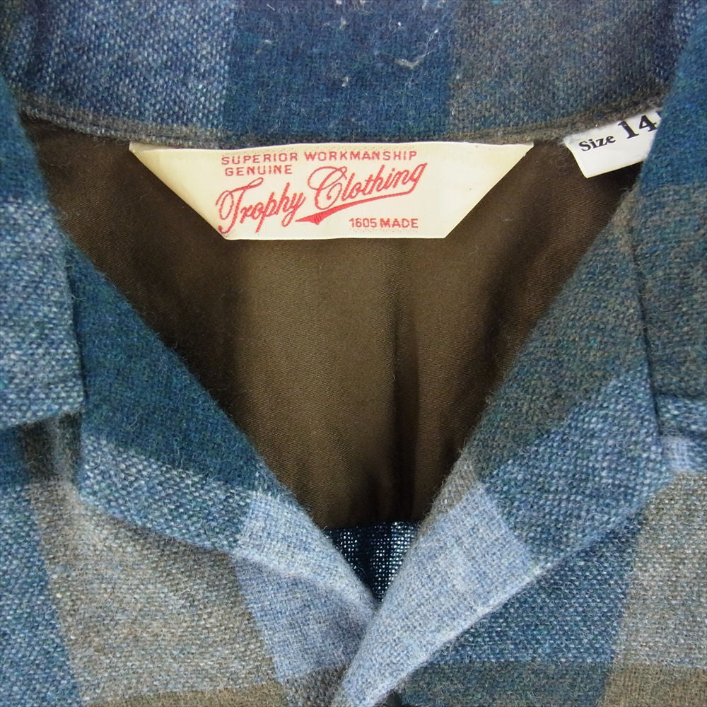 トロフィークロージング 長袖 ウール チェック オープンカラー シャツ  マルチカラー系 S【中古】